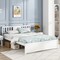 Wooden Platform Bed with Headboard and Wood Slat Support White